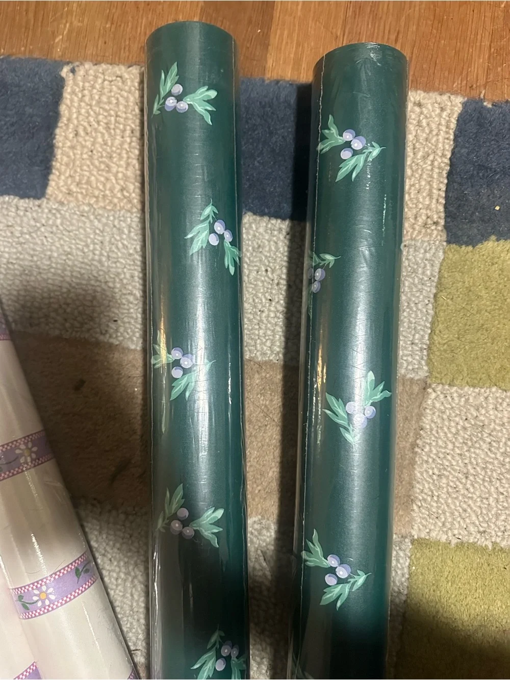 Laura Ashley Vintage Vinyl Wallpaper Bramble berry Green floral 2 bolts